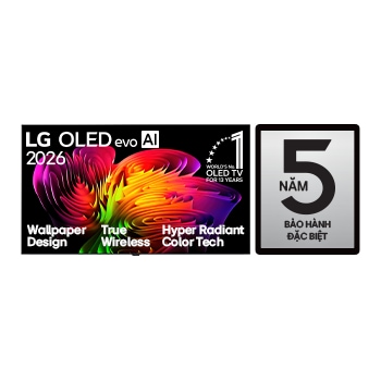 Hình ảnh mặt trước của TV mỏng dán tường 4K LG OLED evo AI W6 2026 OLED83W6PSA